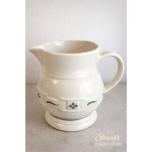 Longaberger Woven Traditions Pottery Ivory Heritage Green 64 oz Pitcher USA